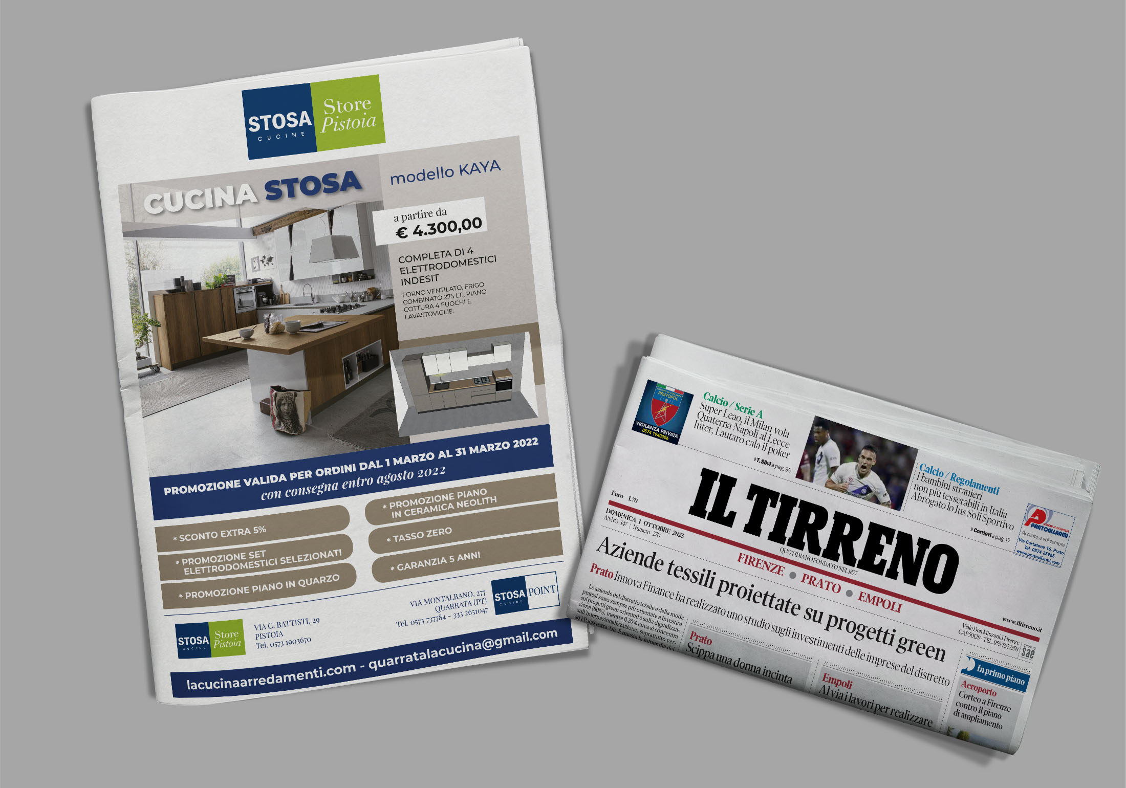 pubblicita-quotidiani-il-tirreno-STOSA CUCINE-impaginazione-grafica_FDSdesign